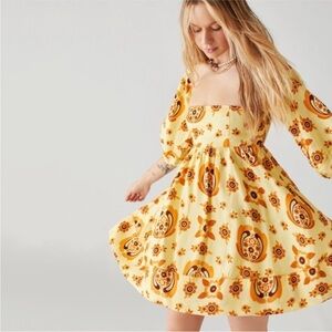Urban Outfitters Yellow Floral Mini Dress